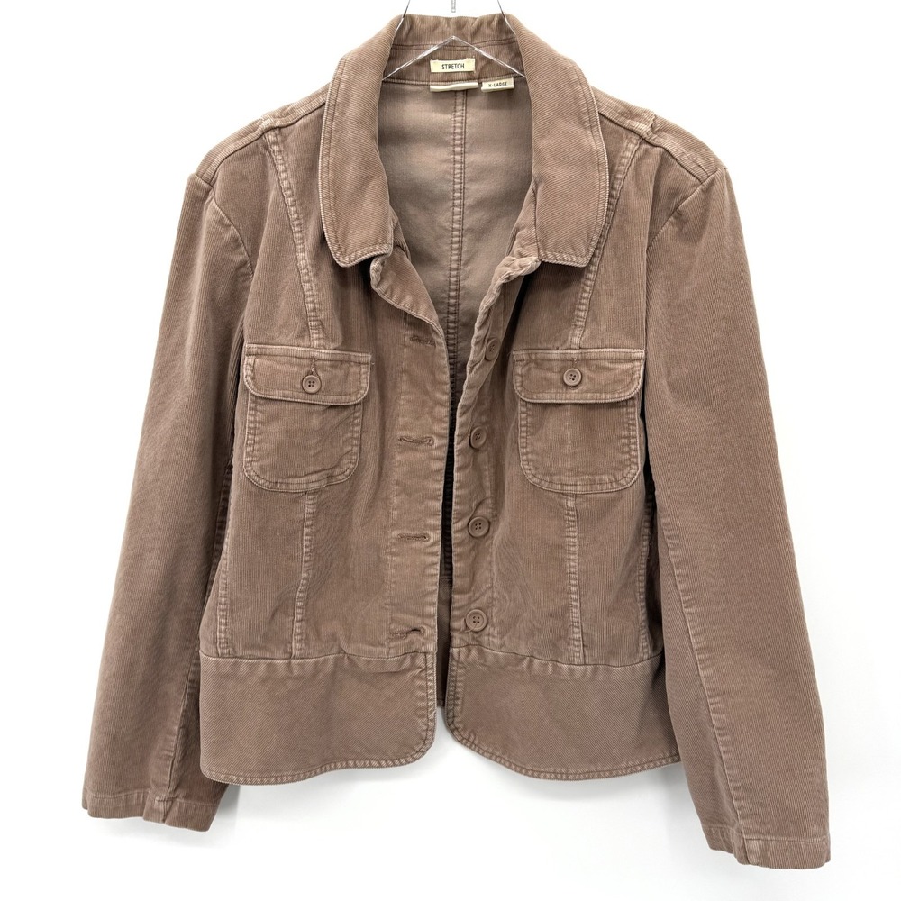 Vintage Y2K St John Bay Corduroy Jacket Size XL Brown Button Up Downtown Girl